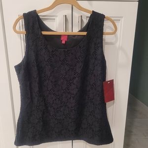 212 Collection -Black Lace Tank Top - Fully Lined Size L